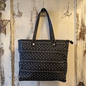 Thirty-One Cindy Tote, NOT embroidered. EUC Ditty Dot Black White